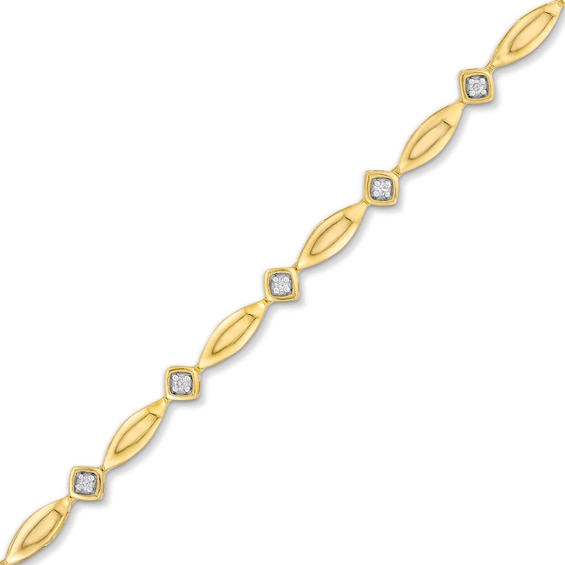 1/10 CT. T.w. Diamond Marquise Link Alternating Line Bracelet in Sterling Silver with 10K Gold Plate