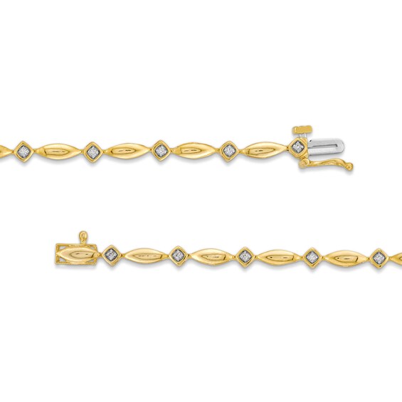 1/10 CT. T.w. Diamond Marquise Link Alternating Line Bracelet in Sterling Silver with 10K Gold Plate