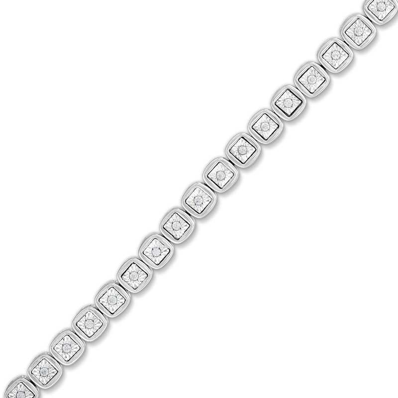 1/4 CT. T.W. Diamond Square-Shaped Link Line Bracelet in Sterling Silver - 8"