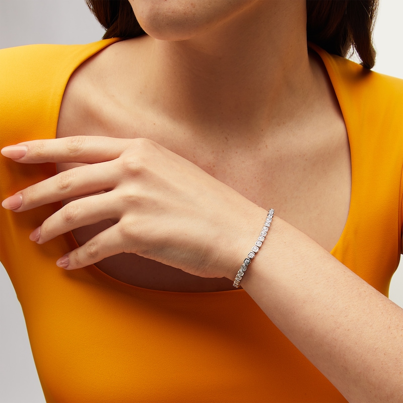 Main Image 2 of 1/4 CT. T.W. Diamond Square-Shaped Link Line Bracelet in Sterling Silver - 8"