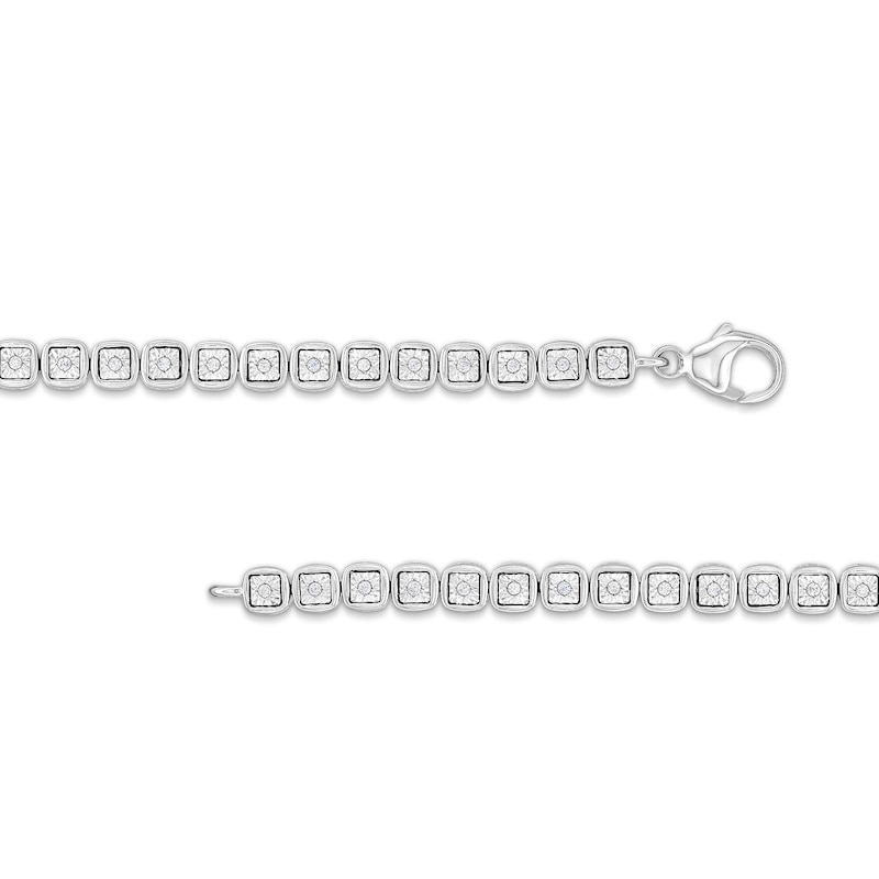 Main Image 3 of 1/4 CT. T.W. Diamond Square-Shaped Link Line Bracelet in Sterling Silver - 8"