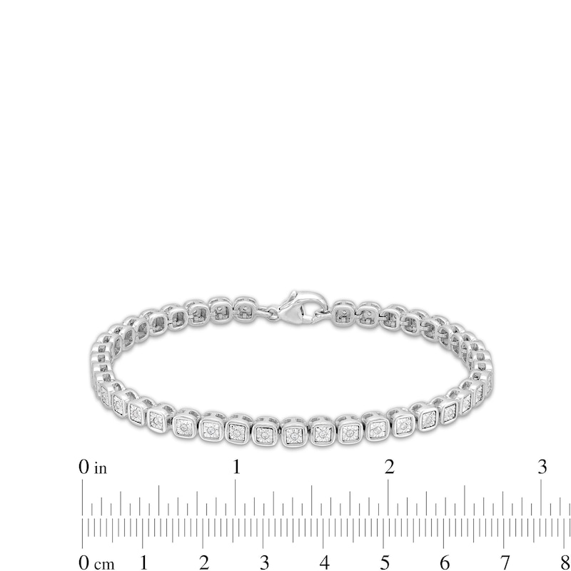 Main Image 4 of 1/4 CT. T.W. Diamond Square-Shaped Link Line Bracelet in Sterling Silver - 8"
