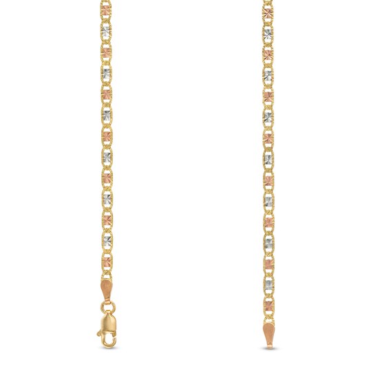 2.5mm Diamond-Cut Valentino Chain Necklace in Solid 14K Tri-Tone Gold - 18"
