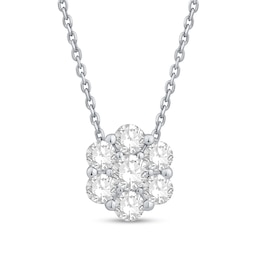 1 CT. T.W. Certified Lab-Grown Multi-Diamond Flower Necklace in 10K White Gold (F/SI2) - 19"