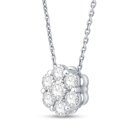 1 CT. T.w. Certified Lab-Grown Multi-Diamond Flower Necklace in 10K White Gold (F/Si2) - 19"