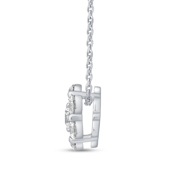 1 CT. T.w. Certified Lab-Grown Multi-Diamond Flower Necklace in 10K White Gold (F/Si2) - 19"