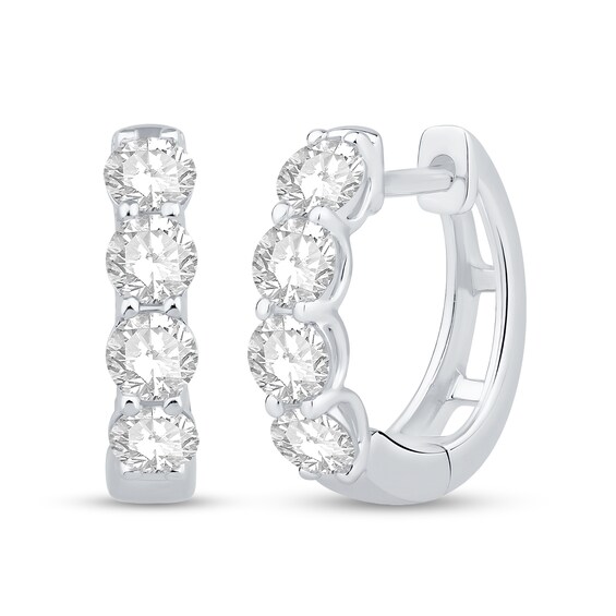 1 CT. T.w. Certified Lab-Grown Diamond Four Stone Huggie Hoop Earrings in 10K White Gold (F/Si2)
