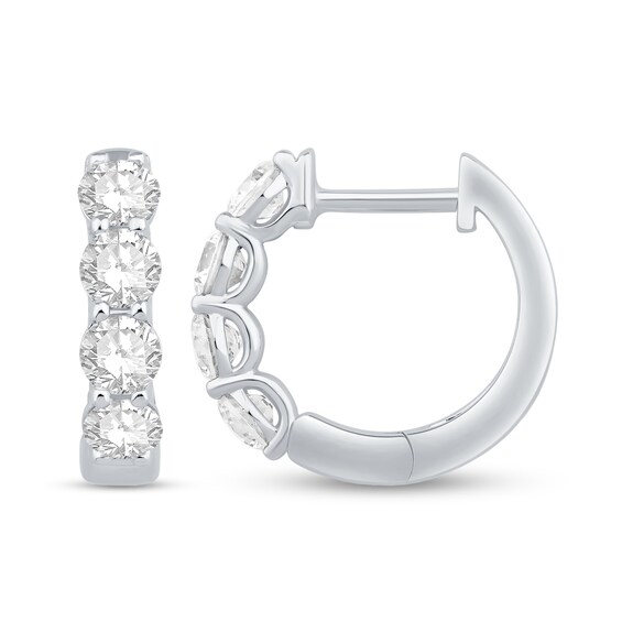1 CT. T.w. Certified Lab-Grown Diamond Four Stone Huggie Hoop Earrings in 10K White Gold (F/Si2)