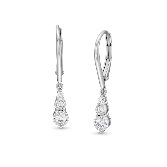 1/3 CT. T.w. Diamond Graduated Three Stone Drop Earrings in Sterling Silver