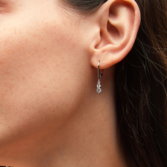 1/3 CT. T.w. Diamond Graduated Three Stone Drop Earrings in Sterling Silver