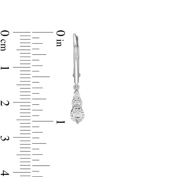 1/3 CT. T.w. Diamond Graduated Three Stone Drop Earrings in Sterling Silver