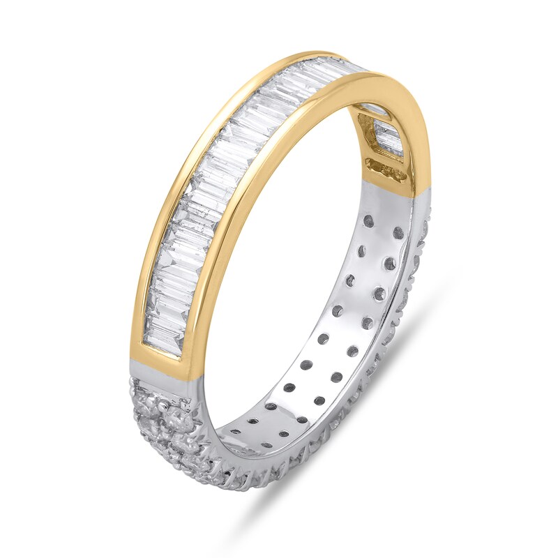 Main Image 1 of 1 CT. T.W. Lab-Grown Diamond Double-Sided Ring in Sterling Silver and 14K Gold Plate (F/SI2)
