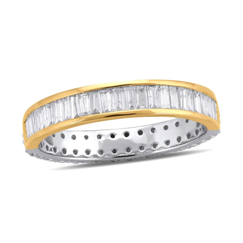 Main Image 3 of 1 CT. T.W. Lab-Grown Diamond Double-Sided Ring in Sterling Silver and 14K Gold Plate (F/SI2)
