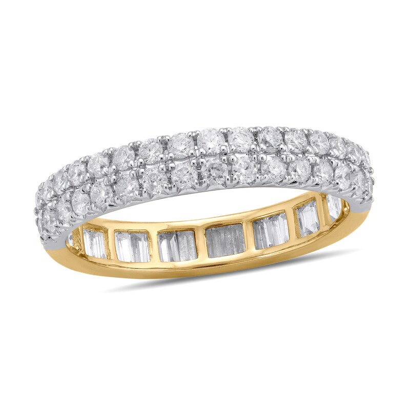 Main Image 4 of 1 CT. T.W. Lab-Grown Diamond Double-Sided Ring in Sterling Silver and 14K Gold Plate (F/SI2)