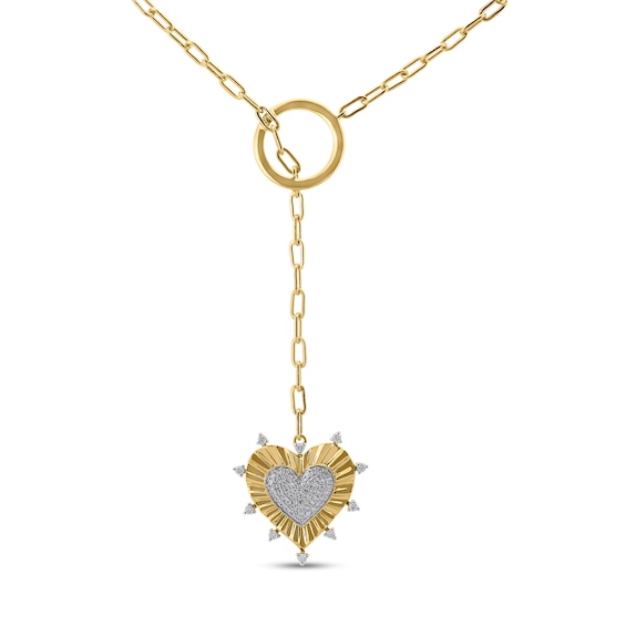 1/3 CT. T.w. Lab-Grown Diamond Heart Lariat Necklace in Sterling Silver with 14K Gold Plate (F/Si2) - 18â
