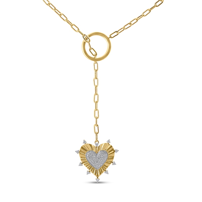 Main Image 1 of 1/3 CT. T.W. Lab-Grown Diamond Heart Lariat Necklace in Sterling Silver with 14K Gold Plate (F/SI2) - 18”