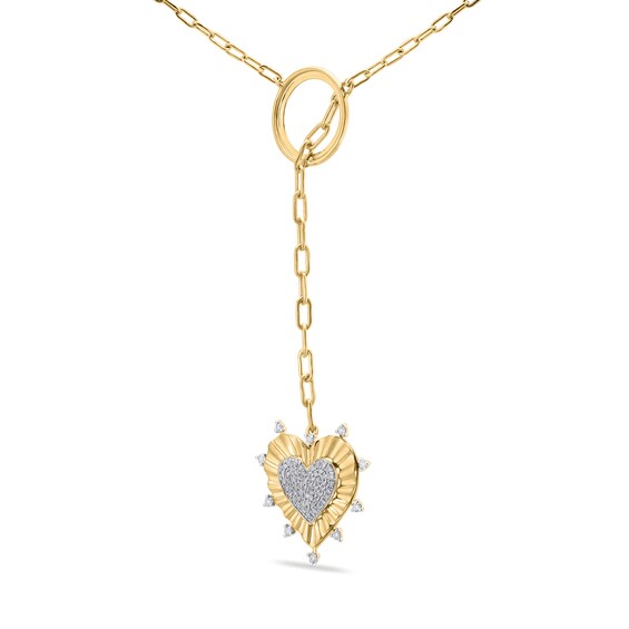 1/3 CT. T.w. Lab-Grown Diamond Heart Lariat Necklace in Sterling Silver with 14K Gold Plate (F/Si2) - 18â