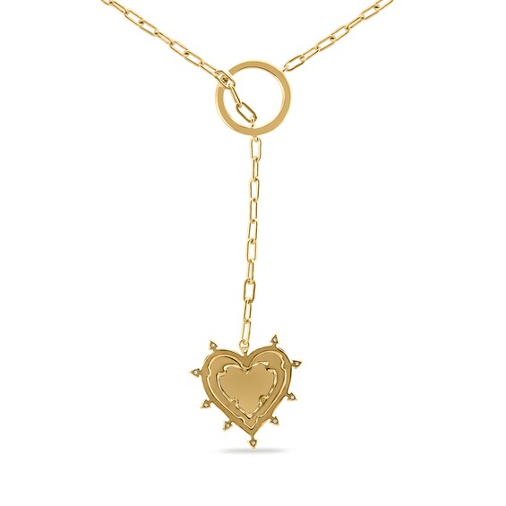 1/3 CT. T.w. Lab-Grown Diamond Heart Lariat Necklace in Sterling Silver with 14K Gold Plate (F/Si2) - 18â