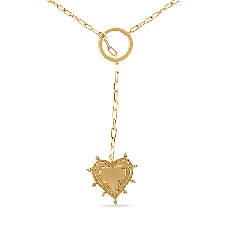 Main Image 3 of 1/3 CT. T.W. Lab-Grown Diamond Heart Lariat Necklace in Sterling Silver with 14K Gold Plate (F/SI2) - 18”
