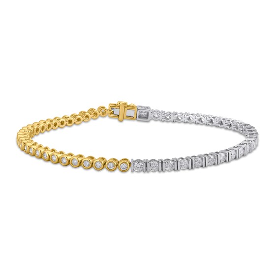2 CT. T.w. Lab-Grown Diamond Tennis Bracelet in Sterling Silver and 14K Gold Plate (F/Si2) - 7â
