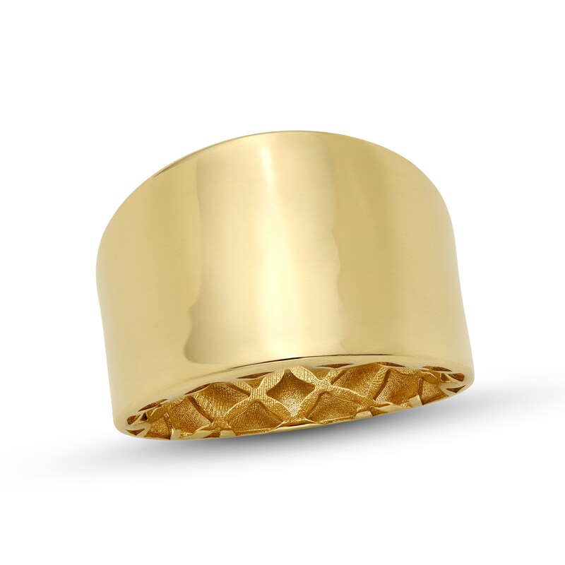 Polished Concave Ring in Solid 10K Gold - Size 7