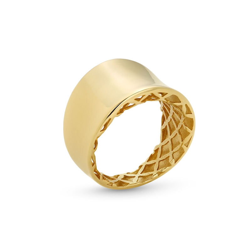 Polished Concave Ring in Solid 10K Gold - Size 7