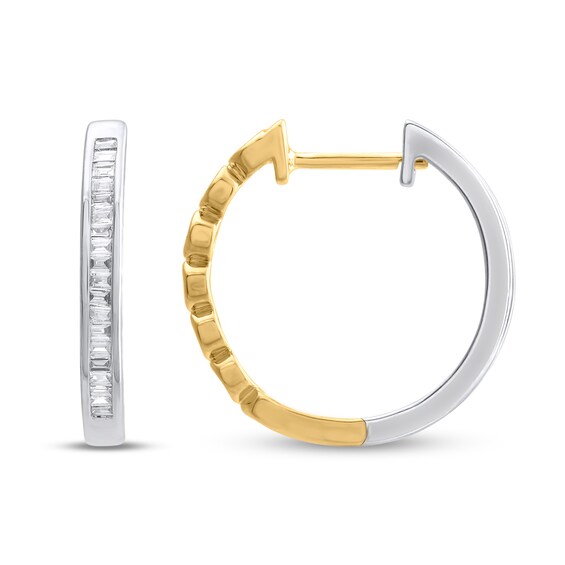 1/2 CT. T.w. Lab-Grown Diamond Double-Sided Hoop Earrings in Sterling Silver and 14K Gold Plate (F/Si2)