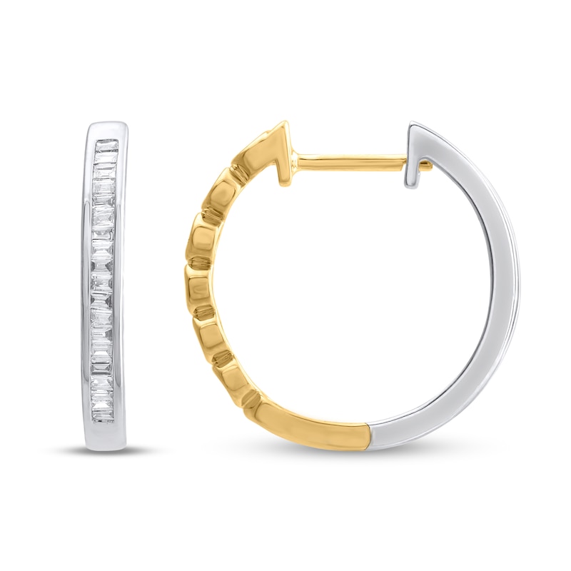 Main Image 3 of 1/2 CT. T.W. Lab-Grown Diamond Double-Sided Hoop Earrings in Sterling Silver and 14K Gold Plate (F/SI2)