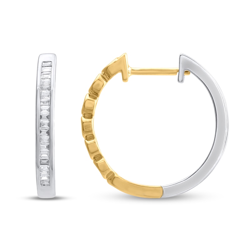 1/2 CT. T.W. Lab-Created Diamond Double-Sided Hoop Earrings in Sterling Silver and 14K Gold Plate (F/SI2)