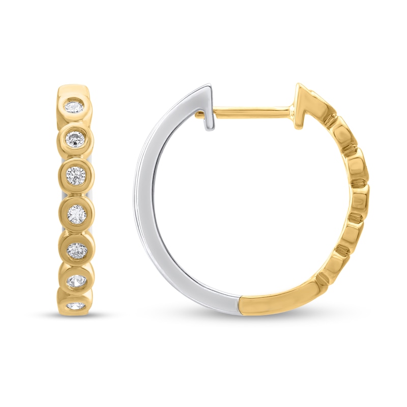 Main Image 5 of 1/2 CT. T.W. Lab-Grown Diamond Double-Sided Hoop Earrings in Sterling Silver and 14K Gold Plate (F/SI2)
