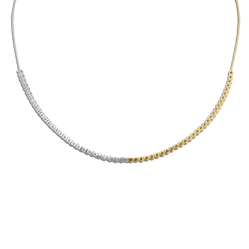 Main Image 4 of 1 CT. T.W. Lab-Grown Diamond Necklace in Sterling Silver and 14K Gold Plate (F/SI2) - 18”