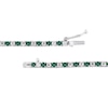 Thumbnail Image 3 of Lab-Created Emerald and 3 CT. T.W. Diamond Graduated Alternating Tennis Necklace in 10K White Gold - 16"