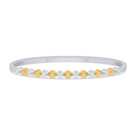 1/2 CT. T.w. Lab-Grown Diamond Spiked Bangle Bracelet in Sterling Silver and 10K Gold Plate (I/Si2)