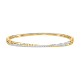 1/2 CT. T.W. Certified Lab-Grown Diamond Crossover Bangle Bracelet in Sterling Silver with 14K Gold Plate (I/SI2)