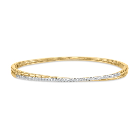 1/2 CT. T.w. Certified Lab-Grown Diamond Crossover Bangle Bracelet in Sterling Silver with 14K Gold Plate (I/Si2)