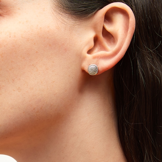 1/10 CT. T.w. Cushion-Shaped Multi-Diamond Rope Frame Tilted Pendant and Stud Earrings Set in Sterling Silver