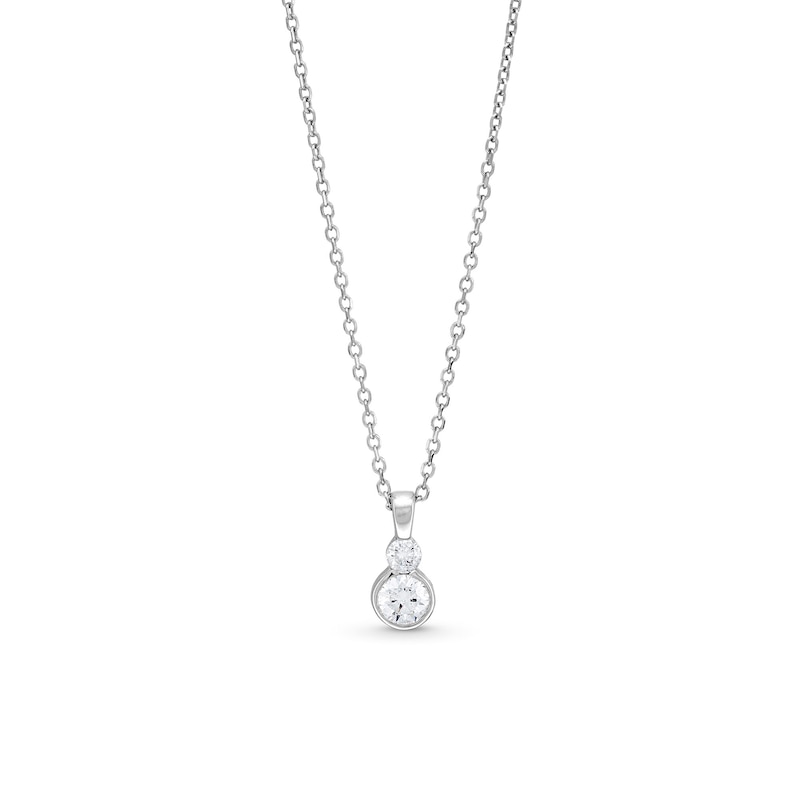 Main Image 1 of 1/3 CT. T.W. Diamond Stacked Duo Drop Pendant in 14K White Gold