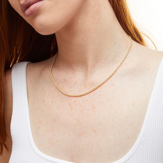 2.4mm Rope Chain Necklace in Semi-Solid 14K Gold