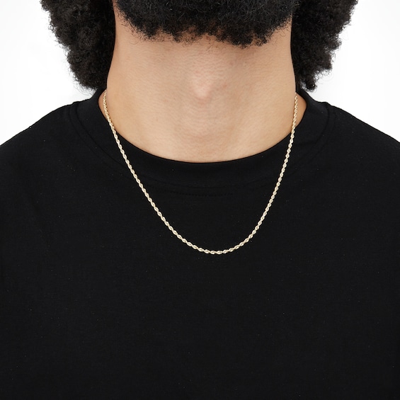 2.4mm Rope Chain Necklace in Semi-Solid 14K Gold