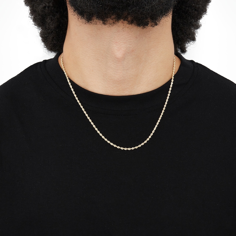 2.4mm Rope Chain Necklace in Semi-Solid 14K Gold - 18"