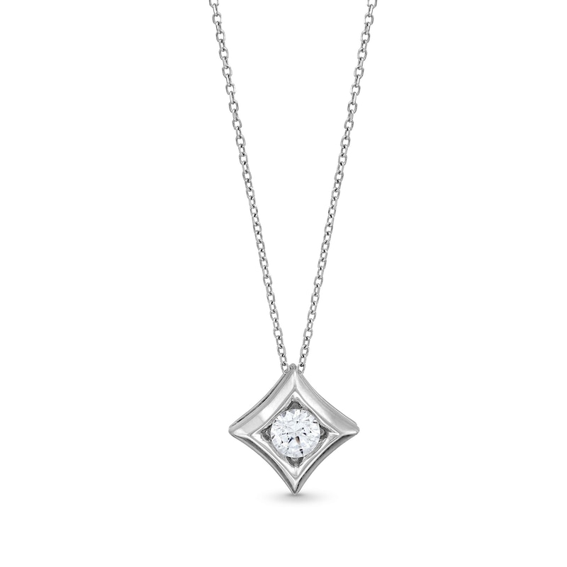 Main Image 1 of 1/2 CT. Certified Lab-Grown Diamond Solitaire Tilted Square Frame Pendant in 14K White Gold (F/SI2)