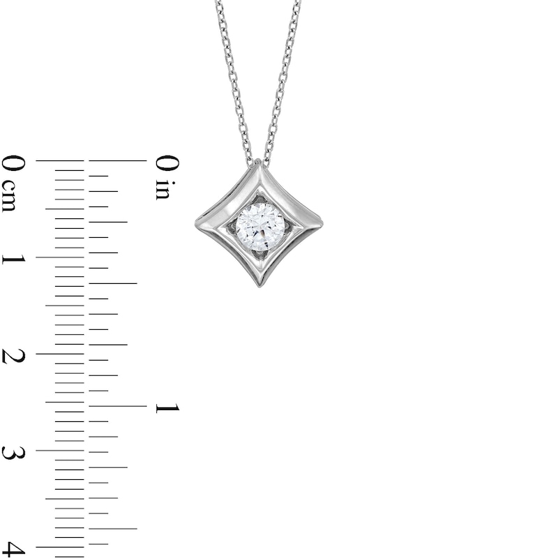 Main Image 3 of 1/2 CT. Certified Lab-Grown Diamond Solitaire Tilted Square Frame Pendant in 14K White Gold (F/SI2)