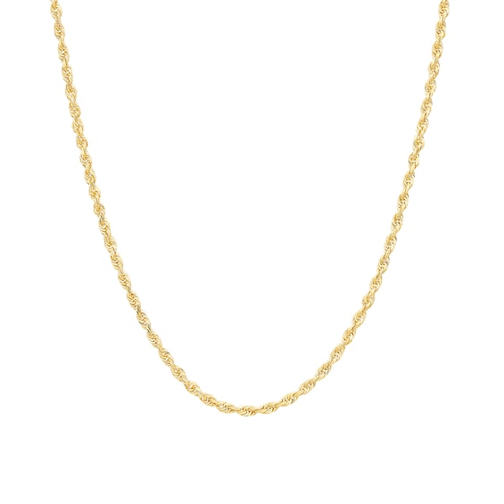 2.4mm Rope Chain Necklace in Semi-Solid 14K Gold - 20"