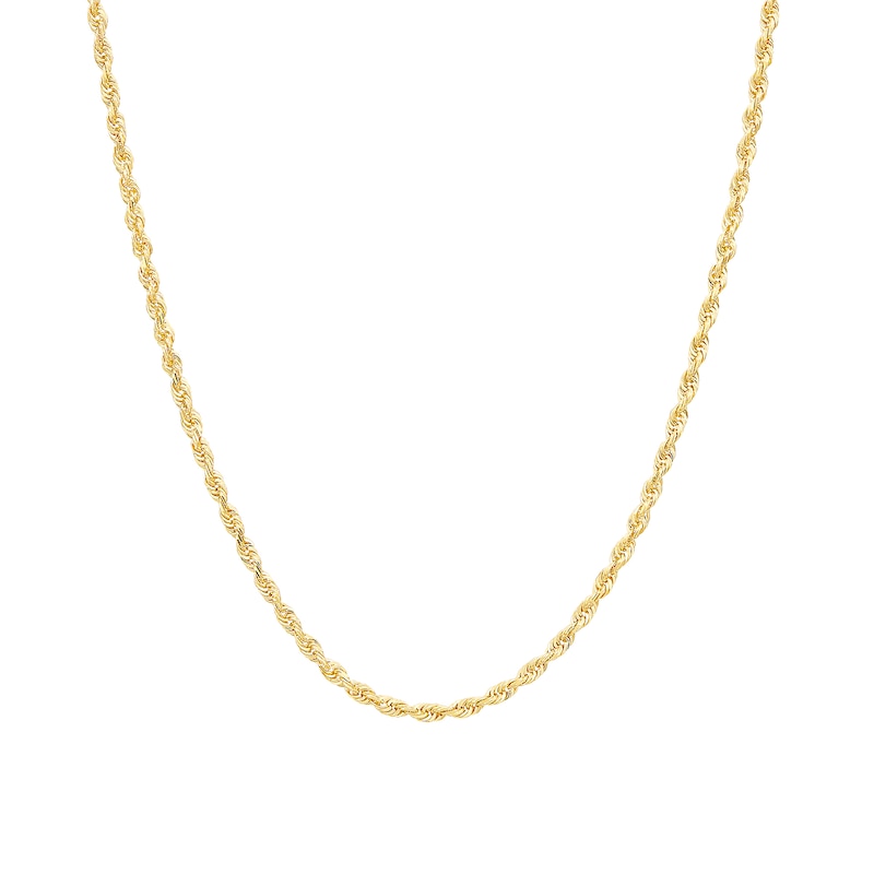 2.4mm Rope Chain Necklace in Semi-Solid 14K Gold - 20"