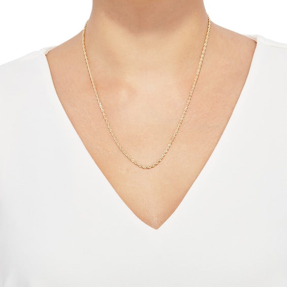 2.4mm Rope Chain Necklace in Semi-Solid 14K Gold - 20"