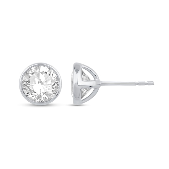 2 CT. T.w. Certified Lab-Grown Diamond Bezel-Set Solitaire Stud Earrings in 14K White Gold (F/Si2)