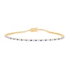 Thumbnail Image 1 of Blue Lab-Created Sapphire and 3/4 CT. T.W. Diamond Duo Alternating Tennis Bracelet in 10K Gold