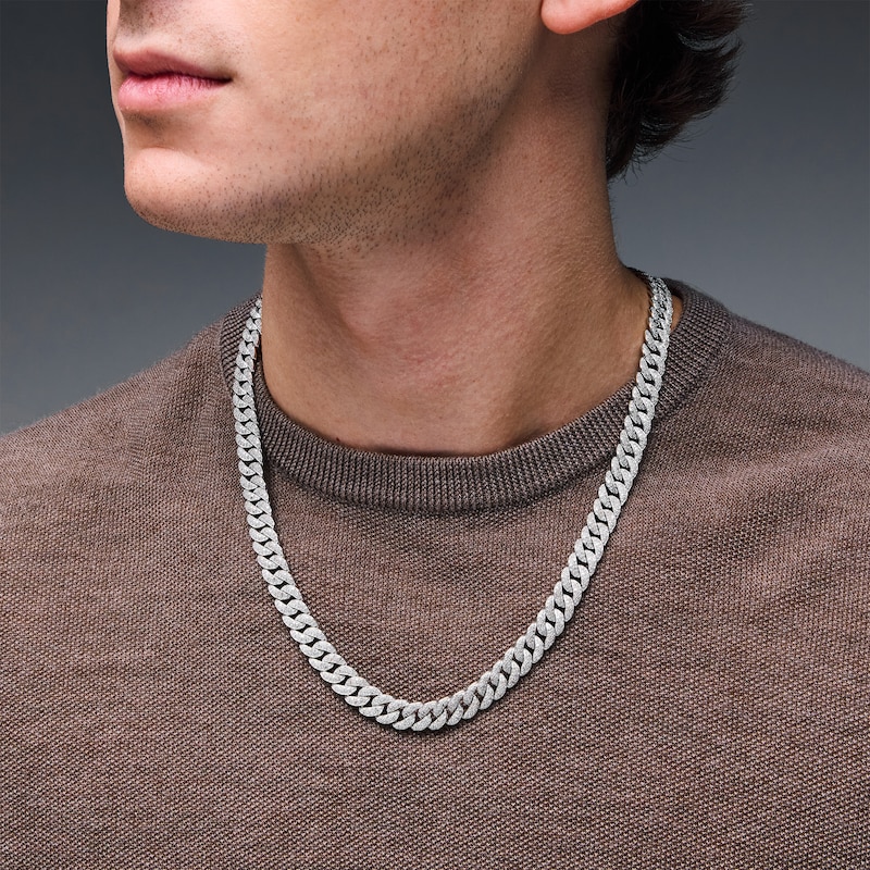 Main Image 2 of 5 CT. T.W. Diamond Cuban Curb Chain Necklace in Sterling Silver - 22"