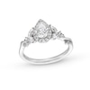 Thumbnail Image 1 of 1 CT. T.W. Pear-Shaped Diamond Frame Leaf-Sides Engagement Ring in 14K White Gold