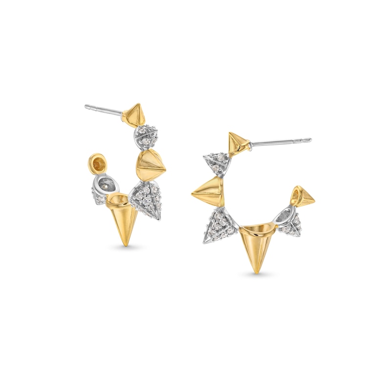 1/2 CT. T.W. Certified Lab-Created Diamond Spiky J-Hoop Earrings in Sterling Silver and 10K Gold Plate (F/SI2)